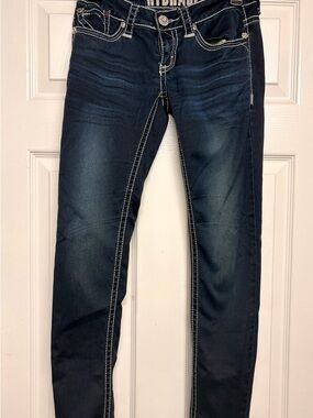 Hydraulic Dark Blue Skinny Jeans with Contrast Stitching
